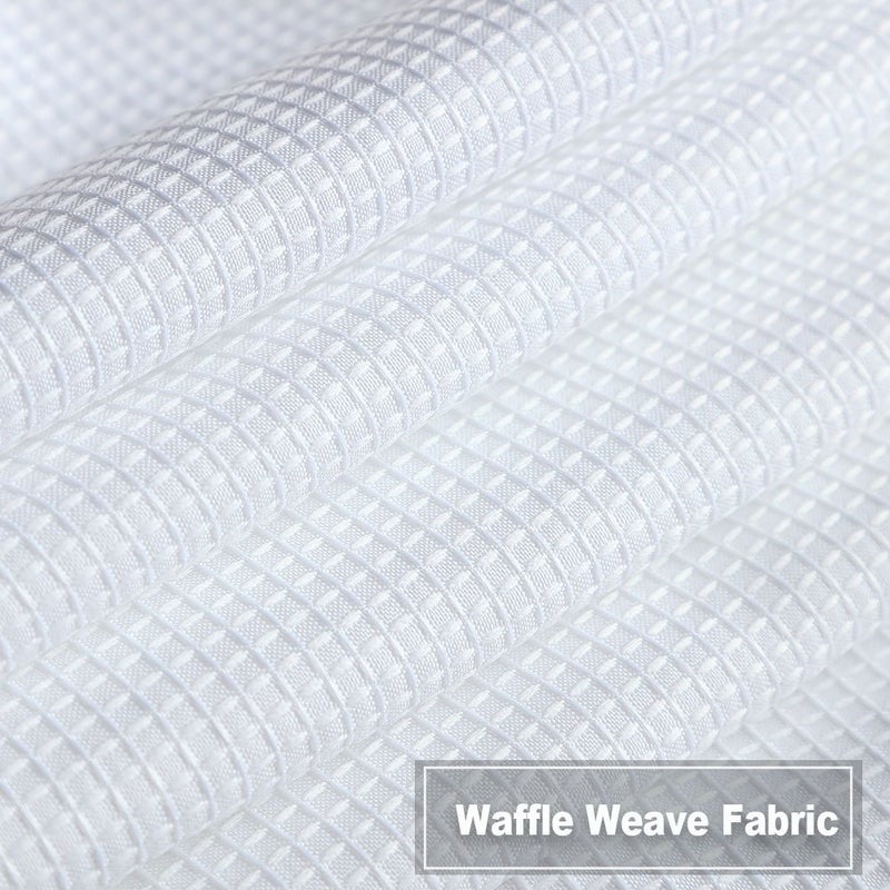 NANAN Waffle Woven Textured Short Curtains for Bathroom Waterproof Window Covering for Kitchen - 30" x 30", White, Set of 2 - Image 5